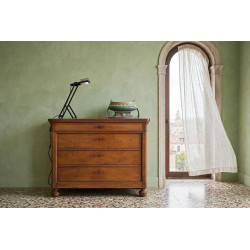 Cassettone in legno di noce tre Cassetti e mezzo Carlo X